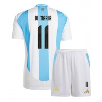 Camiseta Argentina Angel Di Maria #11 Primera Equipación Replica Copa America 2024 para niños mangas cortas (+ Pantalones cortos)